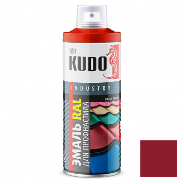 Эмаль аэрозольная для металлочерепицы и профнастила KUDO рубиново-красная RAL 3003 520 мл