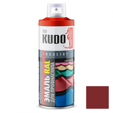 Эмаль аэрозольная для металлочерепицы и профнастила KUDO коричнево-красная RAL 3011 520 мл