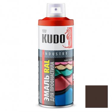 Эмаль аэрозольная для металлочерепицы и профнастила KUDO шоколадно-коричневая RAL 8017 520 мл