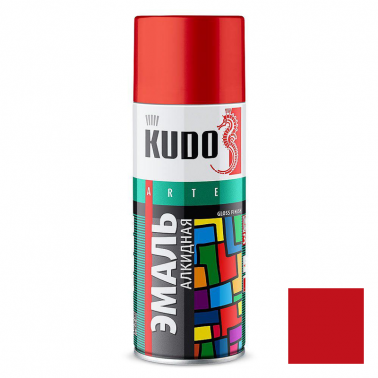 Эмаль аэрозольная универсальная алкидная KUDO «3P» TECHNOLOGY красная RAL 3020