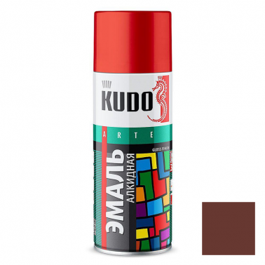Эмаль аэрозольная универсальная алкидная KUDO «3P» TECHNOLOGY красно-коричневая RAL 8012