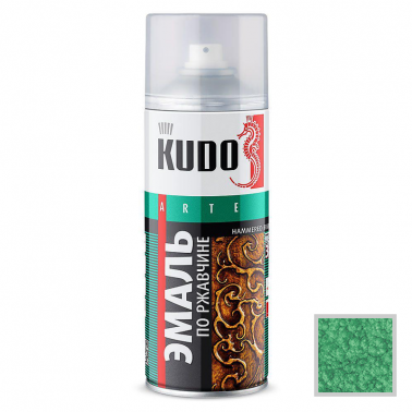 Эмаль аэрозольная молотковая по ржавчине KUDO серебристо-зеленая