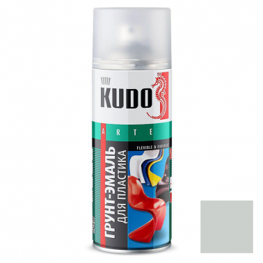 Грунт-эмаль аэрозольная для пластика KUDO светло-серая RAL 7035
