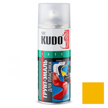 Грунт-эмаль аэрозольная для пластика KUDO желтая RAL 1021