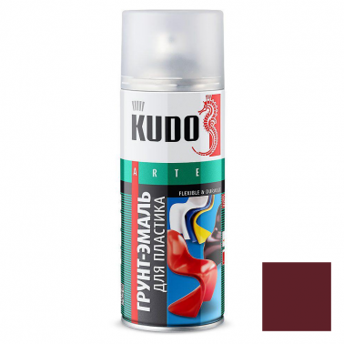 Грунт-эмаль аэрозольная для пластика KUDO бордовая RAL 3005
