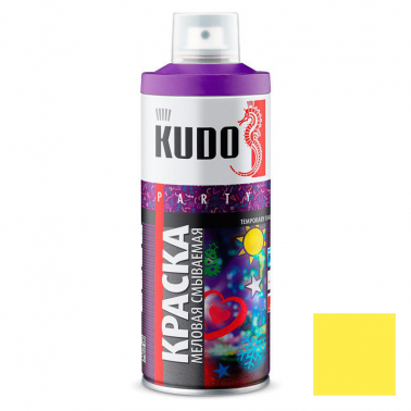 Краска аэрозольная меловая смываемая KUDO желтая