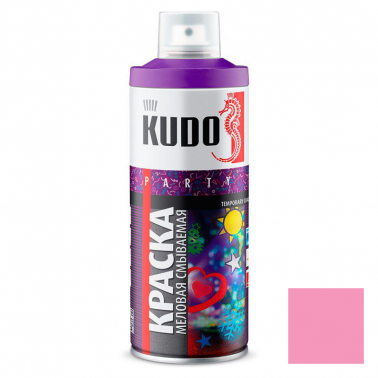 Краска аэрозольная меловая смываемая KUDO розовая флуоресцентная